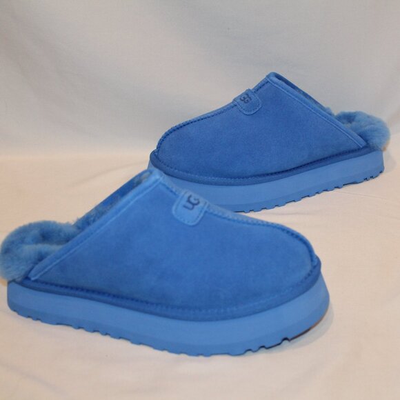 NIB UGG WOMEN'S DISCOQUETTE SUEDE SHEARLING LINED SLIPPERS BLUE - Picture 6 of 7